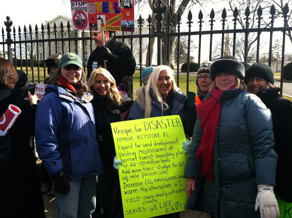 Maryanne with five amazing activists whom she met on the WESPAC bus from Westchester, NY.
